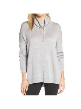 Icebreaker Nova Pullover Sweater Grey Small Merino Wool Cowl neck Lightweight